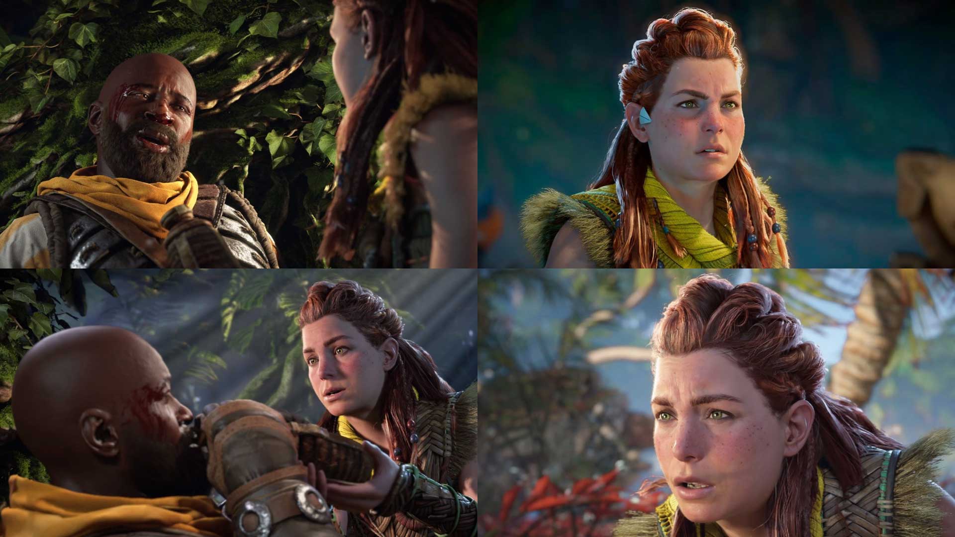 تصاویر مختلف از چهره ایلوی و دلور در بازی هورایزن فوربیدن وست داخل جنگل