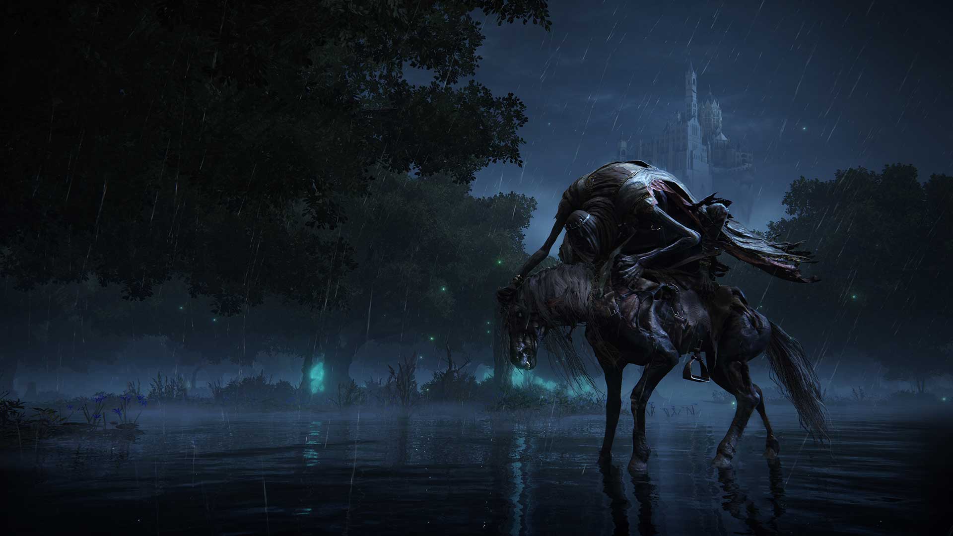 اسب سوار نابودشده زیر نور مهتاب بازی Elden Ring