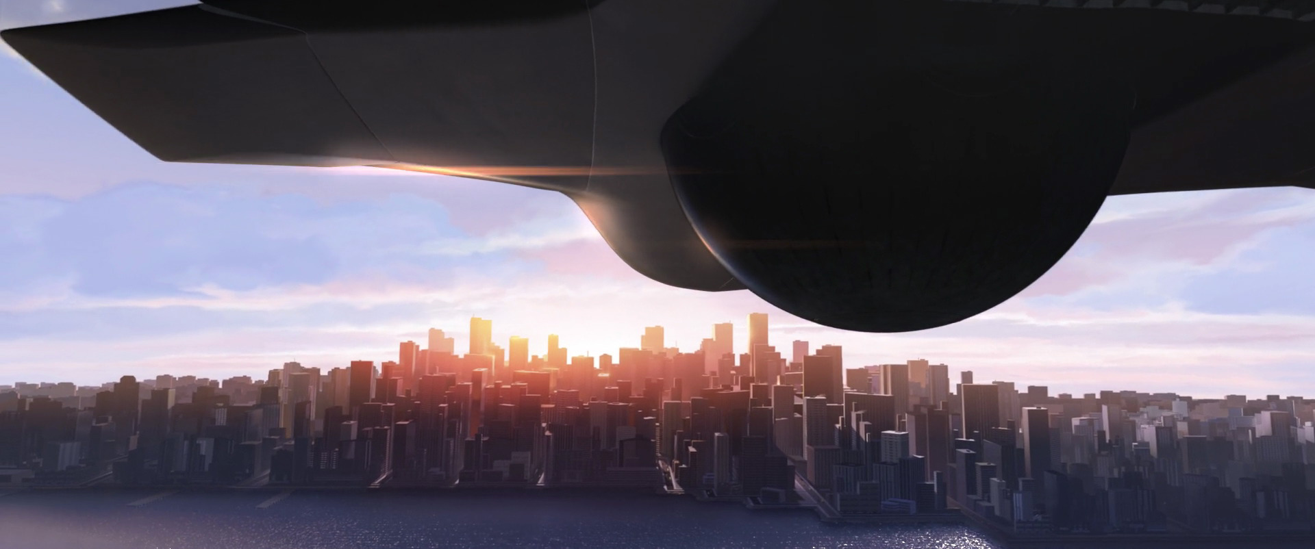 یک سفینه فضایی درحال رسیدن به شهر متروویل در انیمیشن The Incredibles