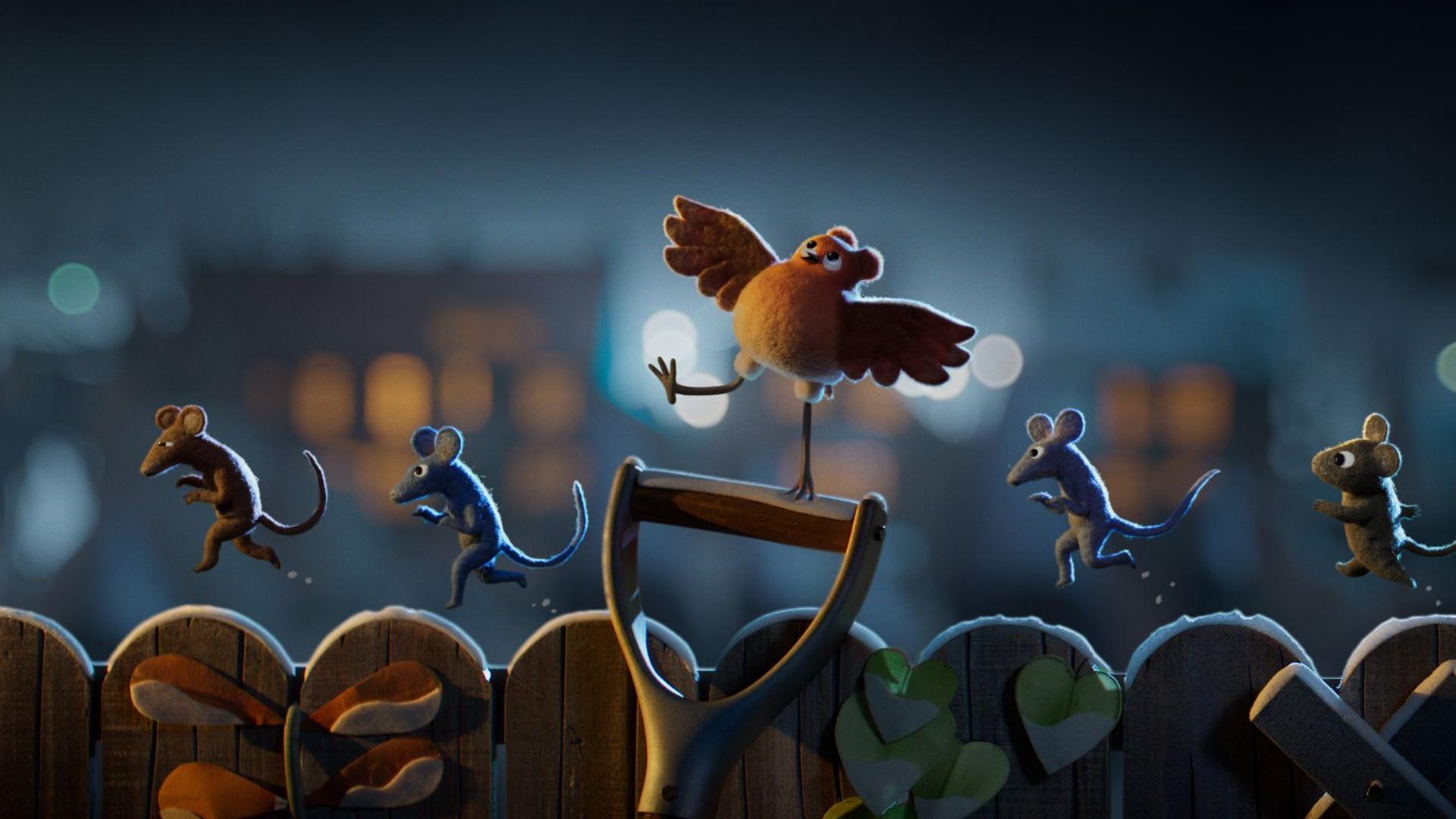 موش ها و پرنده در حال پیاده روی در انیمیشن Robin Robin نتفلیکس