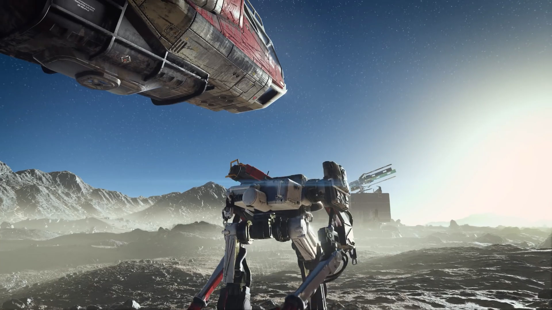 یک ربات و سفینه فضایی در محیط بازی Starfield