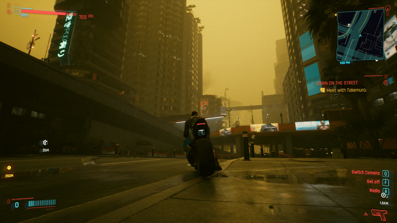 آب و هوای بارانی در بازی Cyberpunk 2077