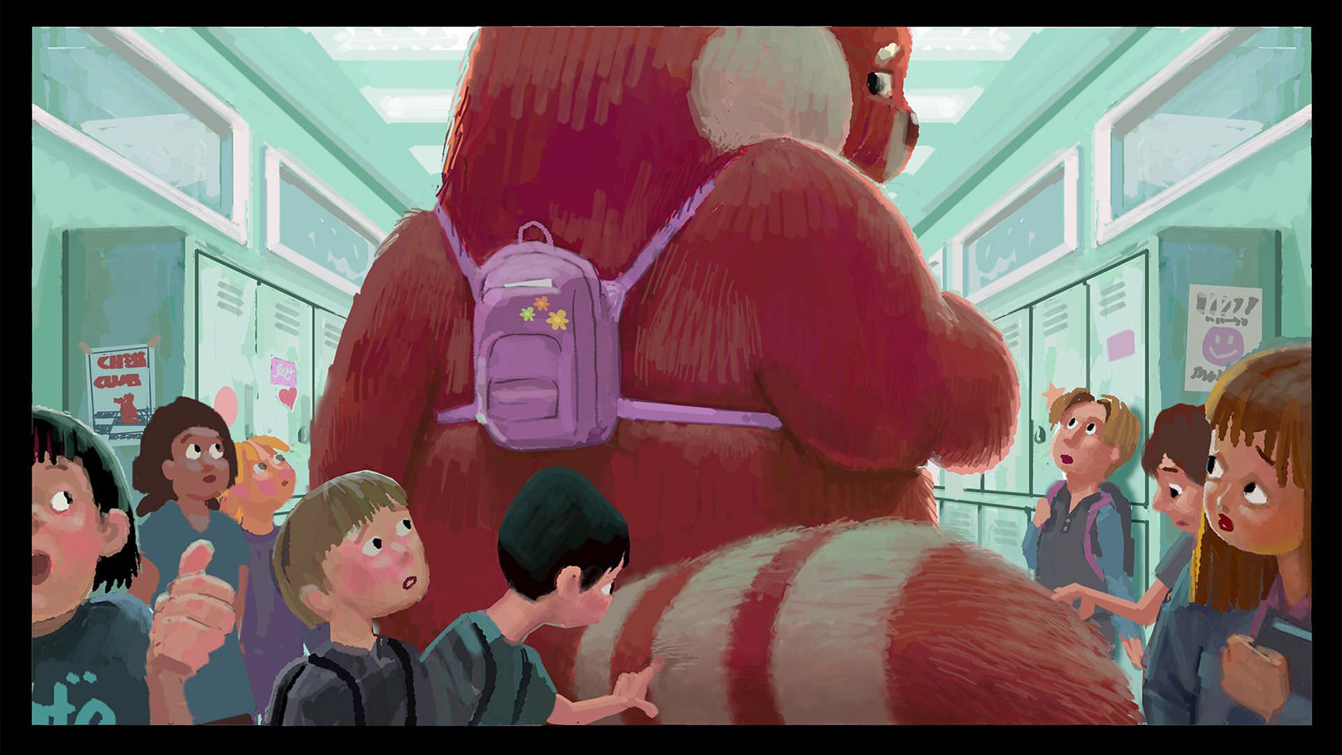تبدیل شدن دختر به پاندا قرمز در مدرسه در کانسپ آرت انیمیشن Turning Red پیکسار