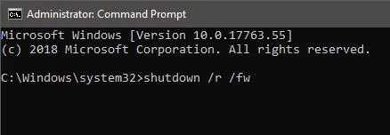 اجرای دستور خط فرمان برای وارد شدن به کنسول تنظیمات بایوس مادربرد از ویندوز