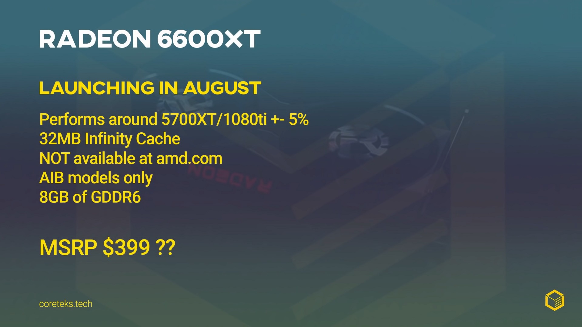 مشخصات احتمالی AMD Radeon RX 6600 XT