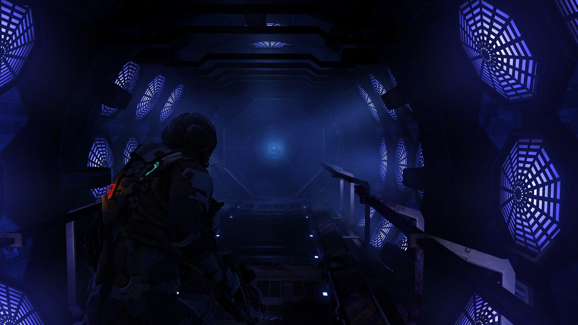 یک راهروی آبی در Dead Space 2