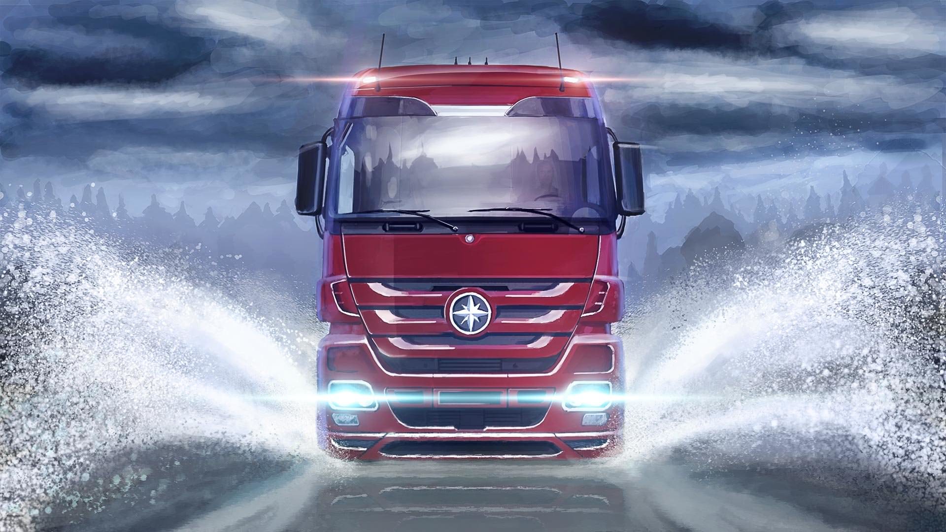 کامیون قرمز در بازی Euro Truck Simulator 2