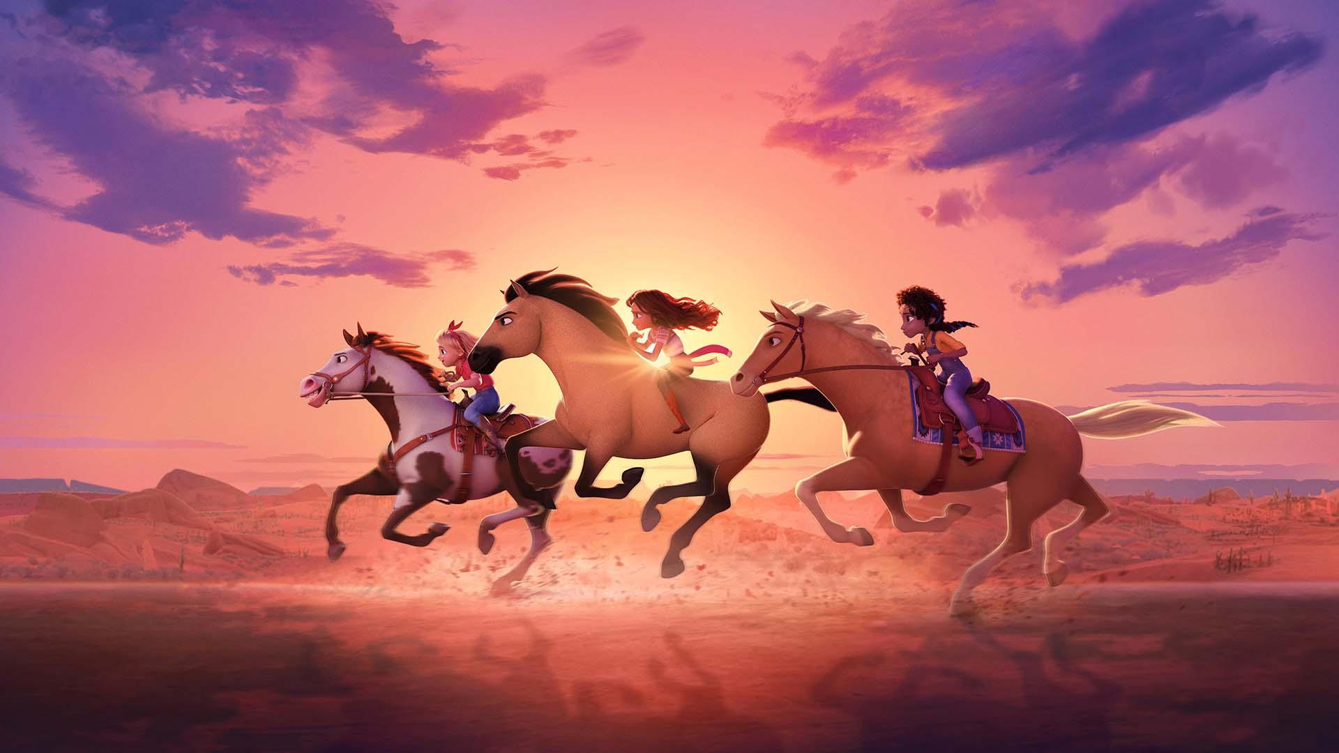 سه قهرمان داستان روح رام نشده در پی نجات اسب‌ها