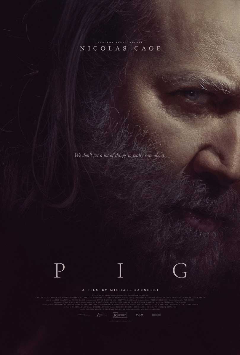 تصویر نزدیک از چهره جدی و نگاه خشمگین نیکلاس کیج در فیلم Pig (خوک)