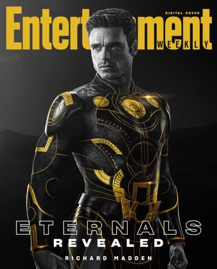 ریچارد مدن در نقش ایکاریس در تصویر روی جلد اختصاصی مجله Entertainment Weekly از فیلم Eternals