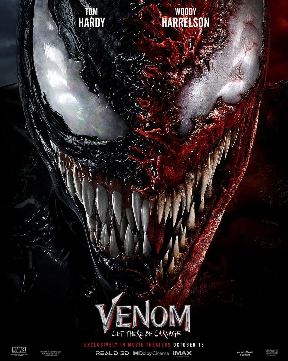 نصف صورت ونوم و کارنیج در کنار هم در پوستر جدید فیلم Venom: Let There Be Carnage