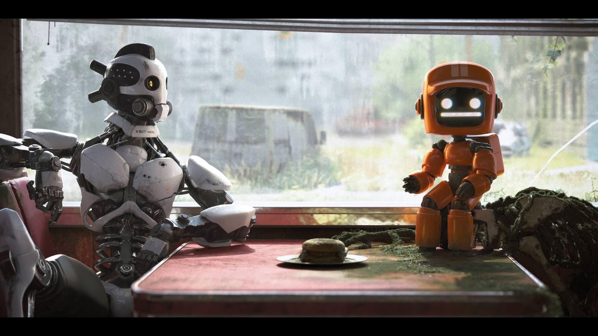 دو ربات در رستوران در انیمیشن Love, Death and Robots