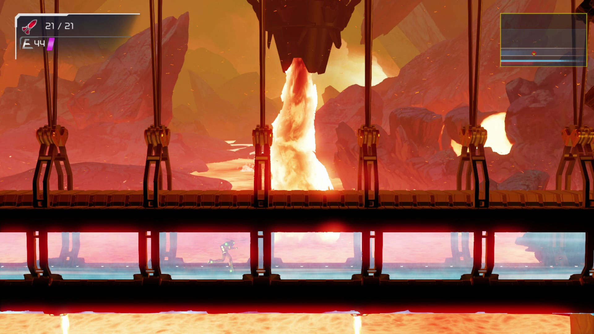 ساموس در محیط‌های داغ و آتش‌فشانی Metroid Dread