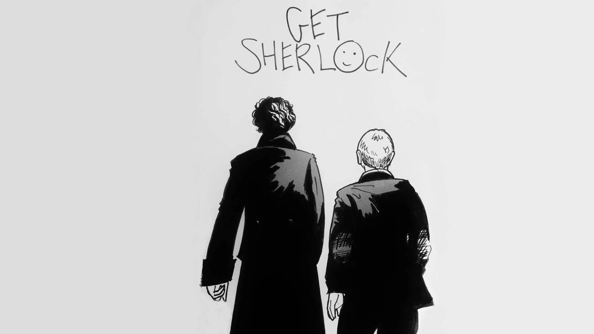 فن آرت سریال Sherlock با نمایی از پشت سر از شخصیت‌های اصلی