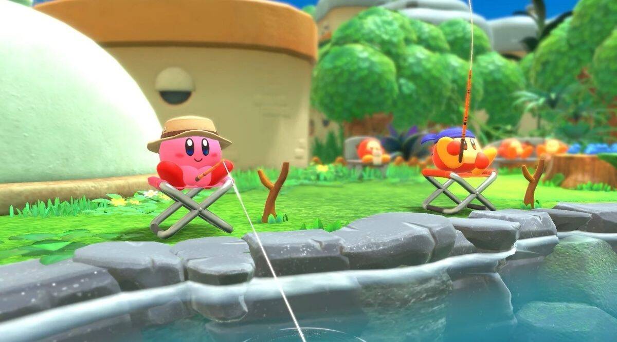 kirby and the forgotten land fishing  Image of kirby and the forgotten land fishing
