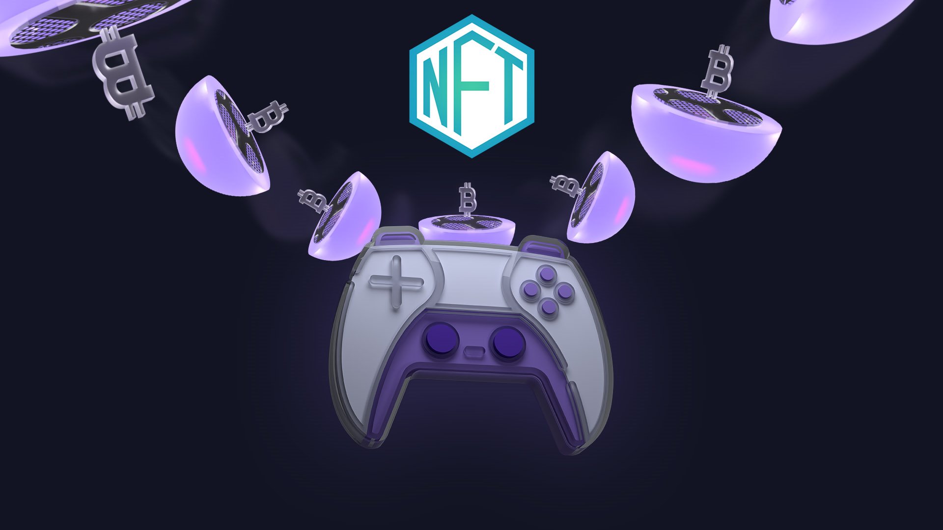 کنترلر بازی در کنار لوگوی NFT