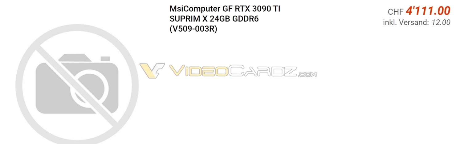 تصاویری از قیمت مدل‌های کاستوم کارت گرافیک GeForce RTX 3090 Ti در فروشگاه‌های آنلاین