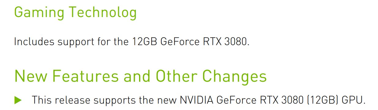 اشاره به نام GeForce RTX 3080 12GB در فهرست مدل‌های تحت پشتیبانی درایور 511.17 انویدیا