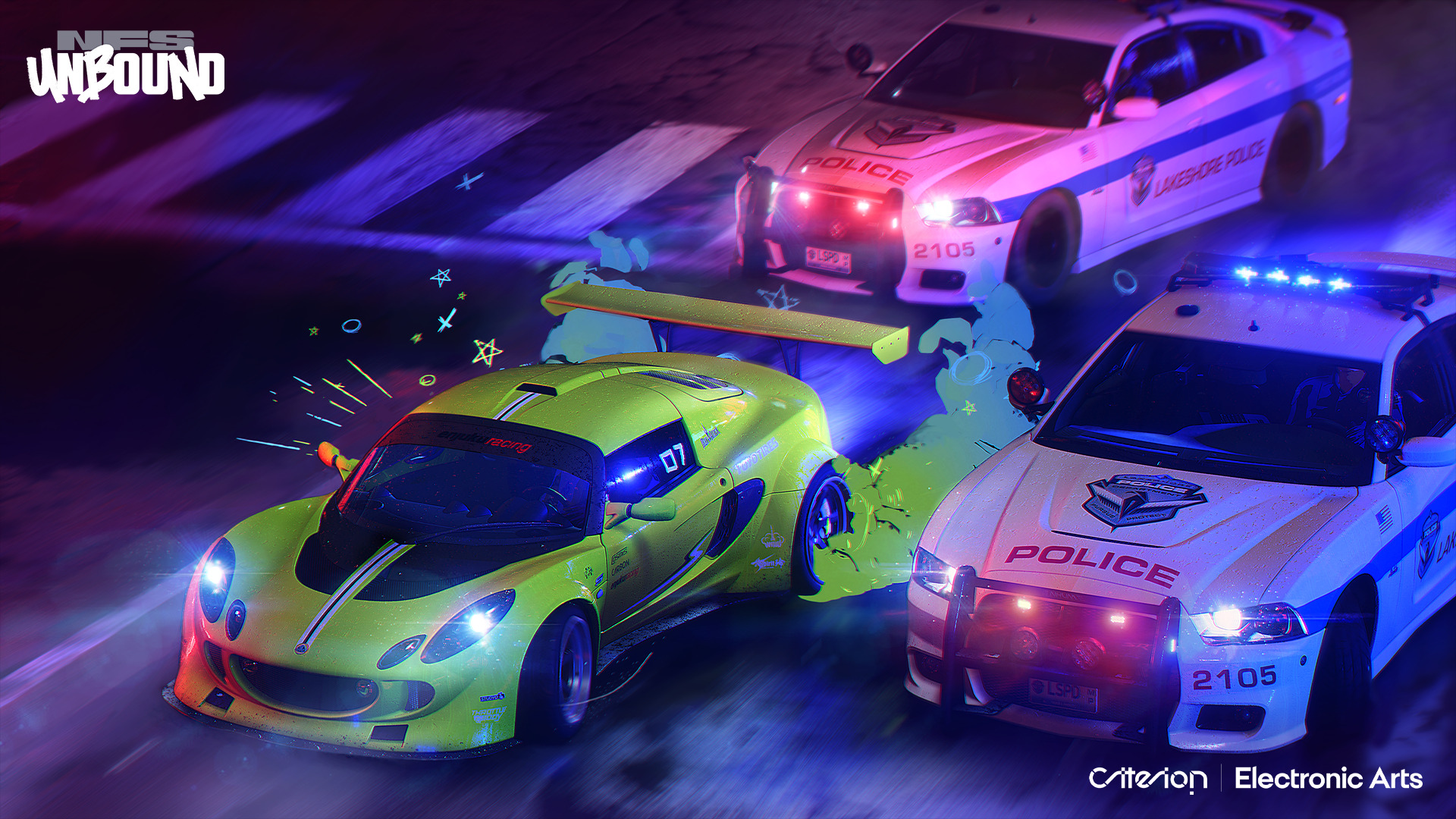 درگیری با ماشین های پلیس در بازی Need for Speed Unbound