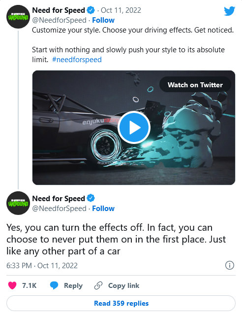توییت انتشار اولین تریلر گیم‌پلی بازی Need For Speed Unbound