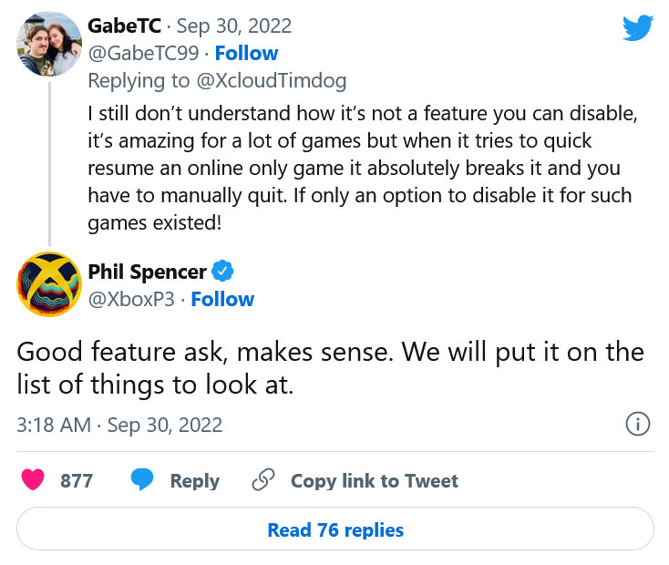 phil spencer disable quick resume tweet  Image of phil spencer disable quick resume tweet