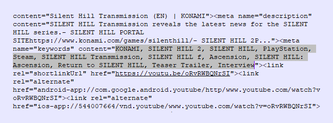 تگ های ویدیو Silent Hill Transmission