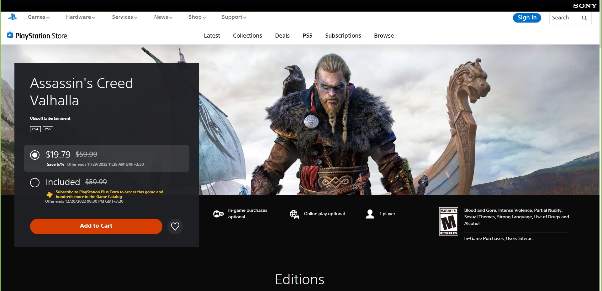پروفایل بازی Assassin's Creed Valhalla در فروشگاه پلی استیشن
