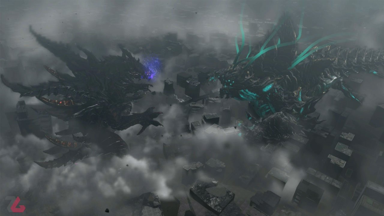 اژدهای Bayonetta در حال مبارزه با یک هومونکولوس در Bayonetta 3
