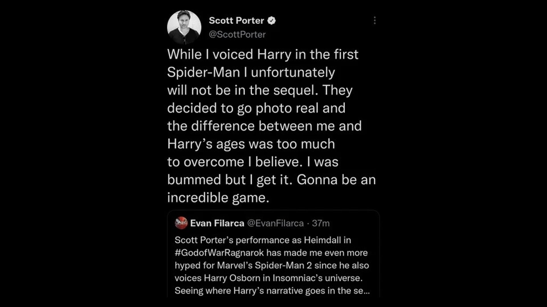 توییت حذف شده اسکات پورتر درباره هری آزبورن در Marvel's Spider-Man 2