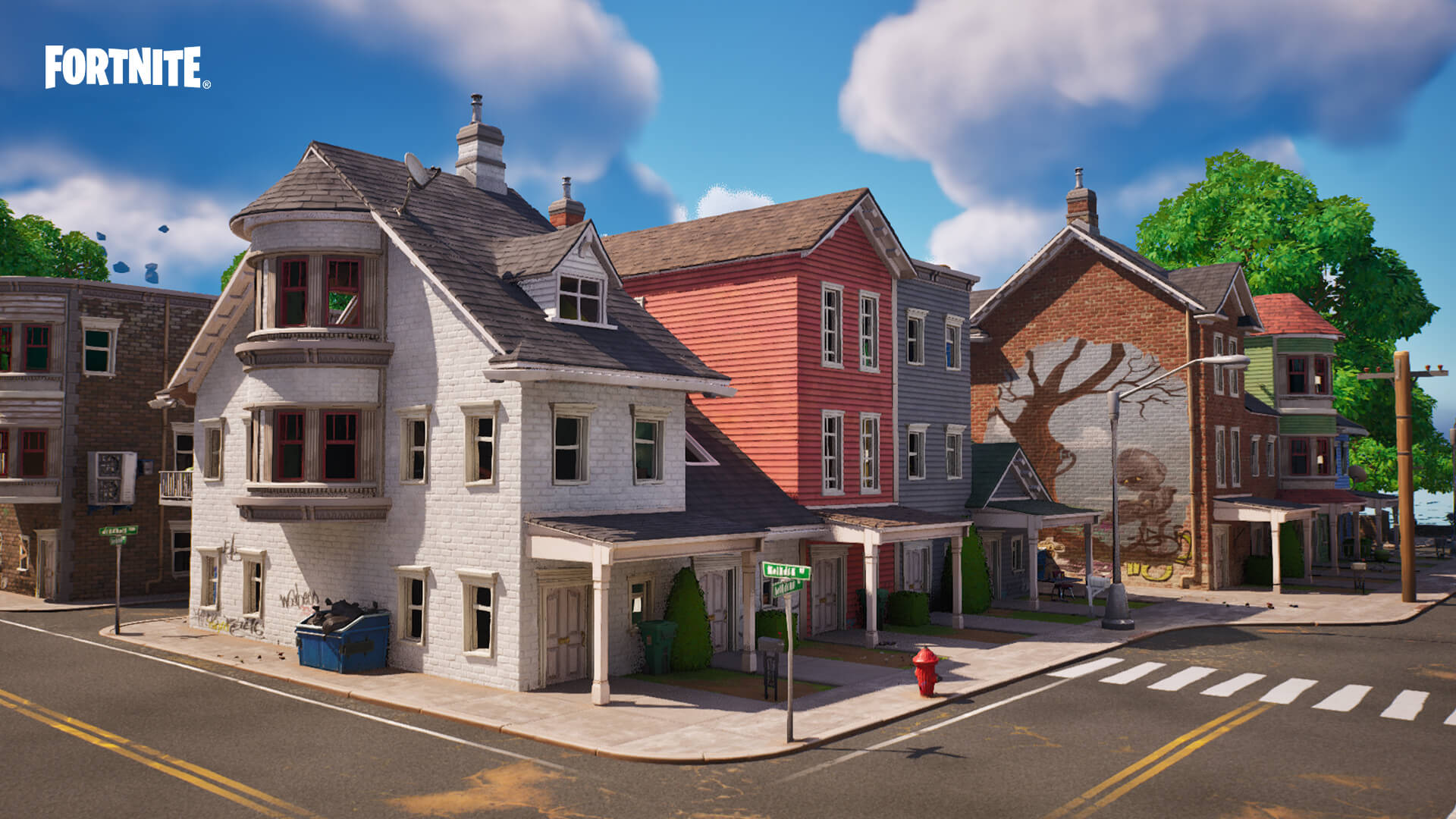 نمایی از فضای شهری و ساختمان در بازی Fortnite