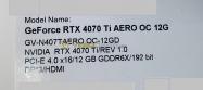 مشخصات سخت‌افزاری کارت گرافیک Gigabyte GeForce RTX 4070 Ti
