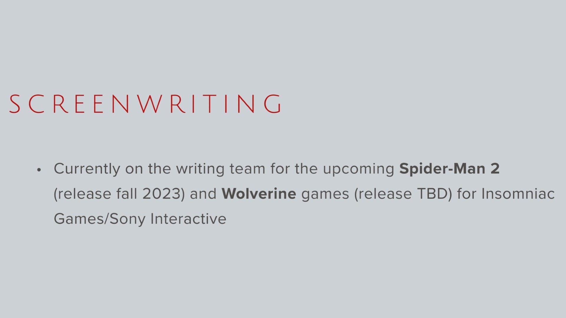 اشاره به تاریخ انتشار بازی Marvel's Spider-Man 2 در صفحه یکی از نویسندگان بازی