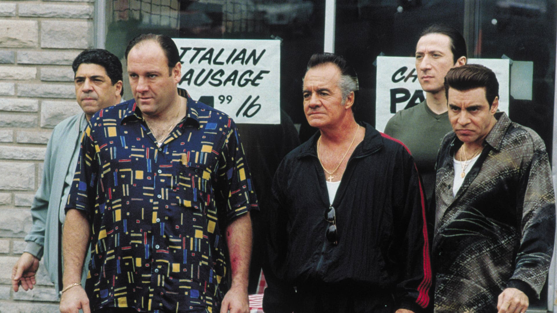 Tony Soprano et ses amis devant la boucherie