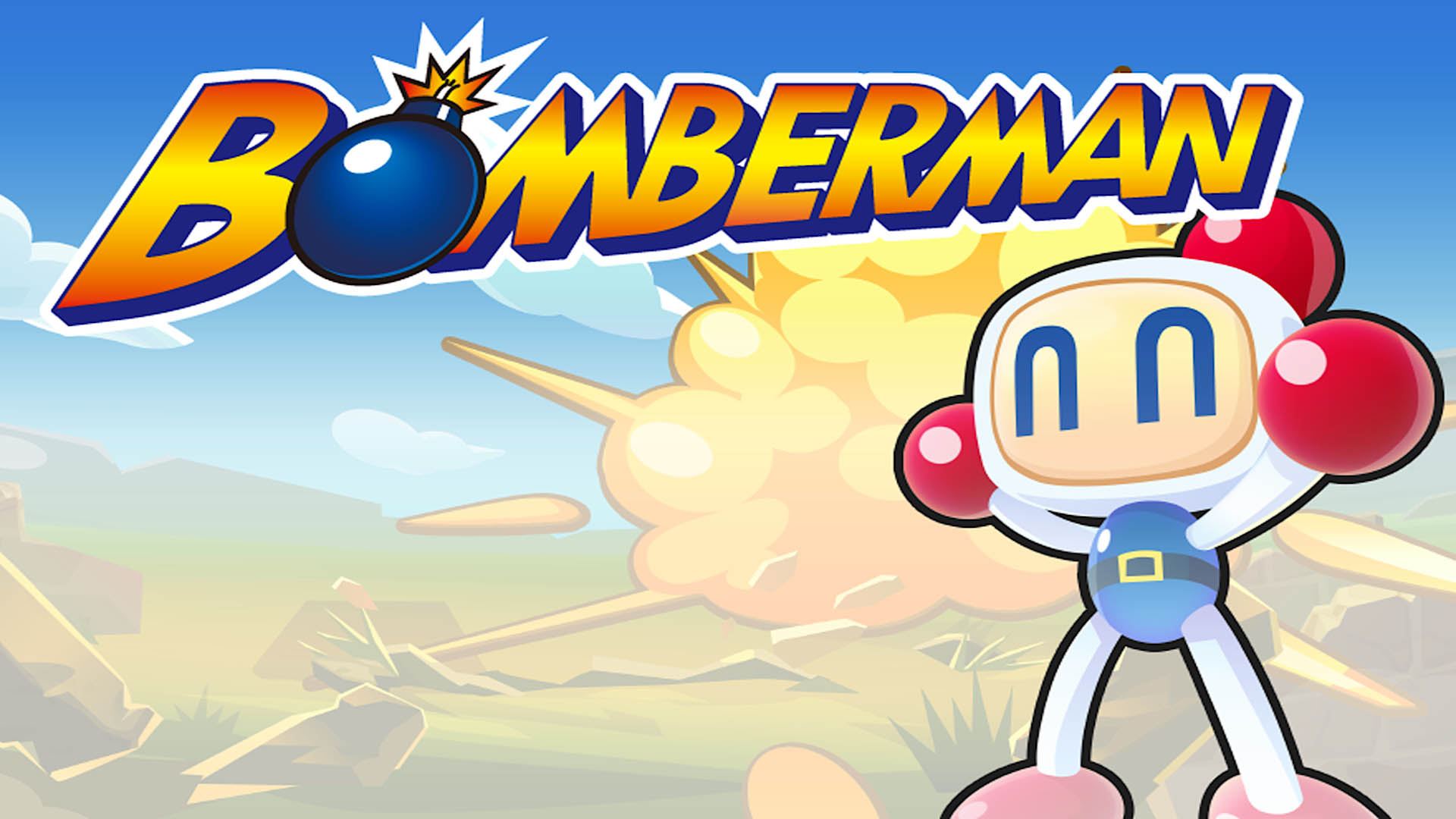 شخصیت اصلی بازی Bomberman با پس‌زمینه انفجار