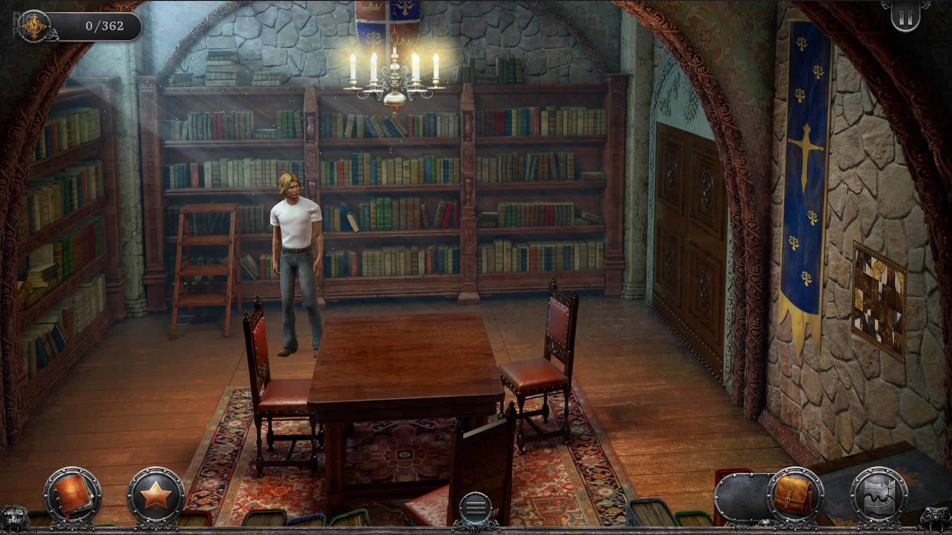 گابریل نایت در کتابخانه در بازی Gabriel Knight
