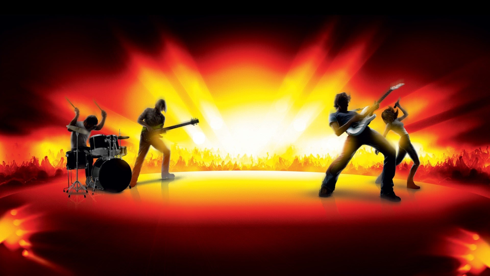 گیتاریست‌ها و عوامل گروه در بازی Guitar Hero