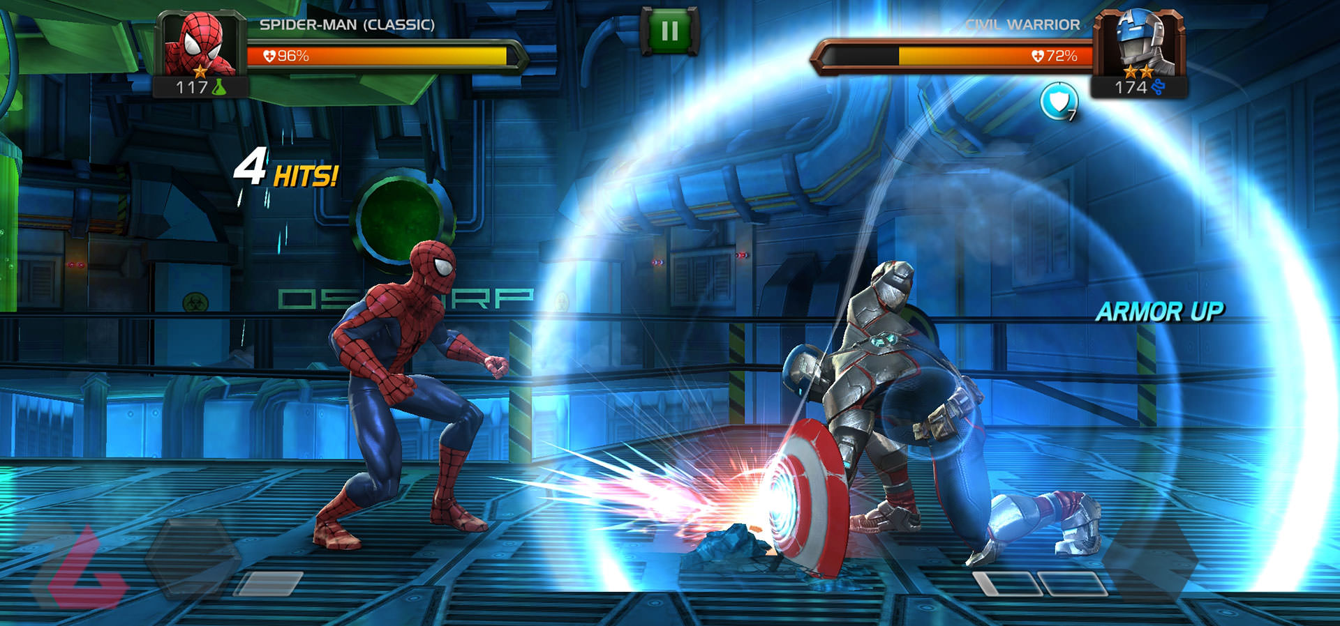 مرد انکبوتی و Civil Warrior در بازی موبایل Marvel Contest of Champions