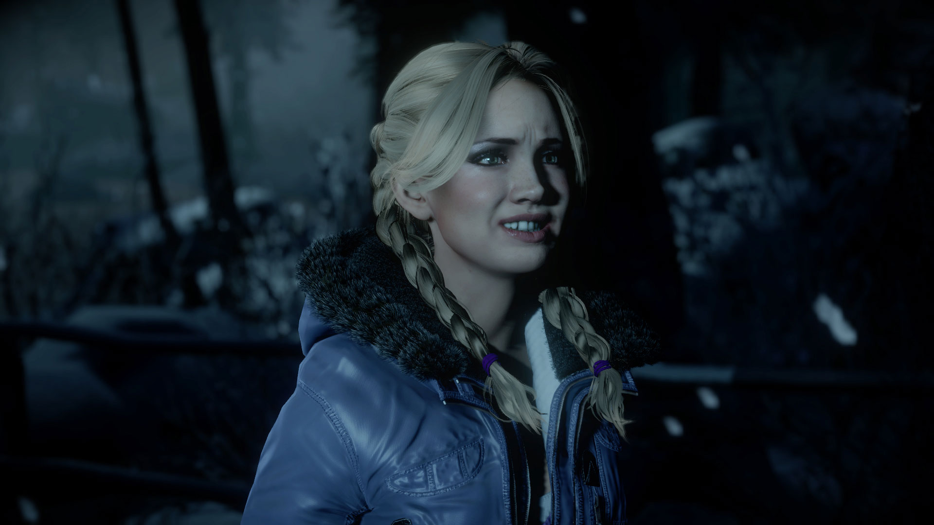 دختر با کاپشن آبی در بازی Until Dawn سال ۲۰۱۵ کنسول PS4