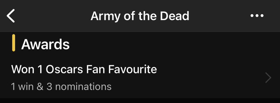 درج برنده اسکار در صفحه فیلم ارتش مردگان در IMDB 