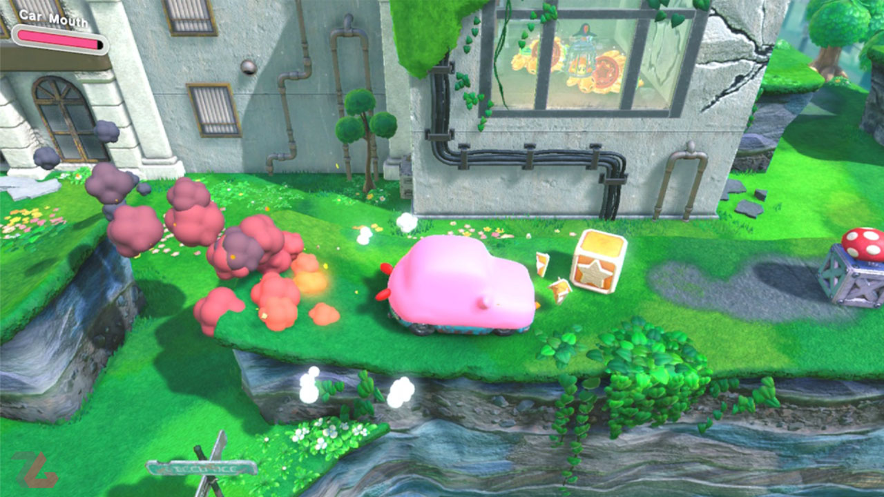 کربی در قالب یک ماشین در Kirby and the Forgotten Land