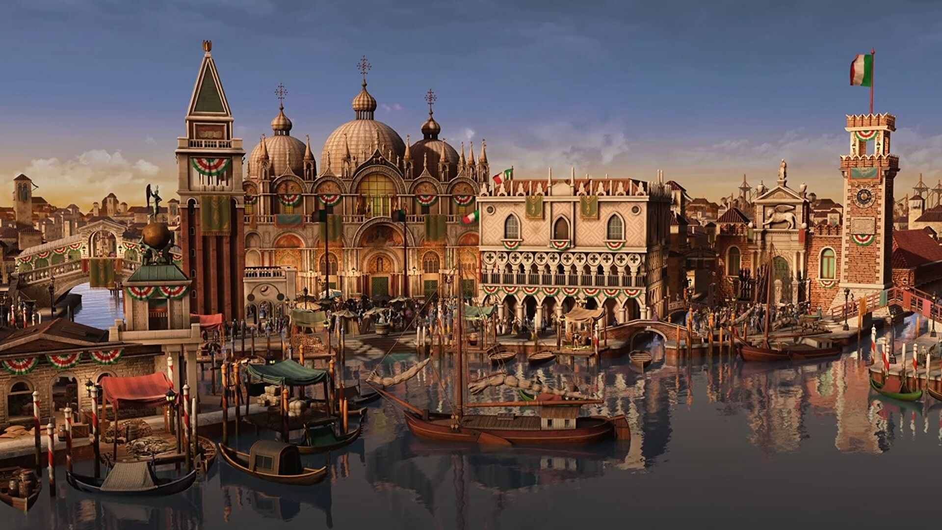 ساختمان‌ها و بندر در تمدن ایتالیا بازی Age of Empires 3