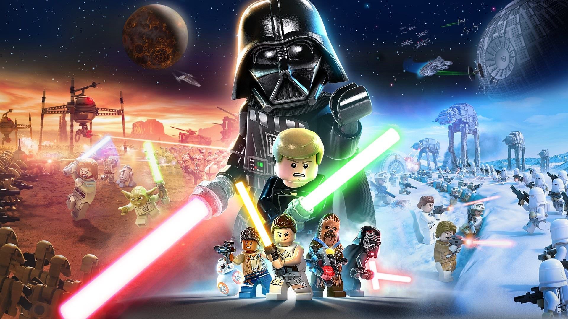 پوستر بازی Lego Star Wars: The Skywalker Saga با شخصیت های متفاوتش