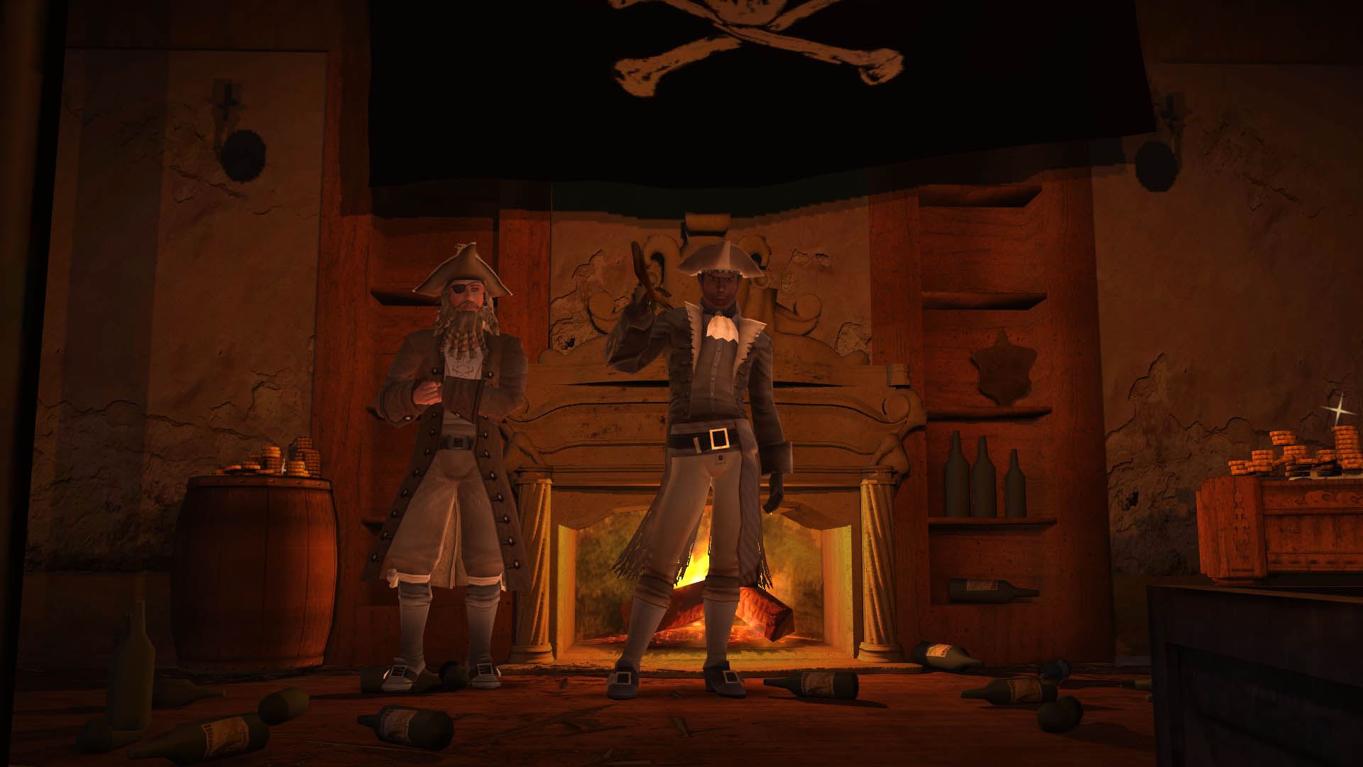 دزدان دریایی در کنار شومینه در بازی Pirates of the Burning Sea