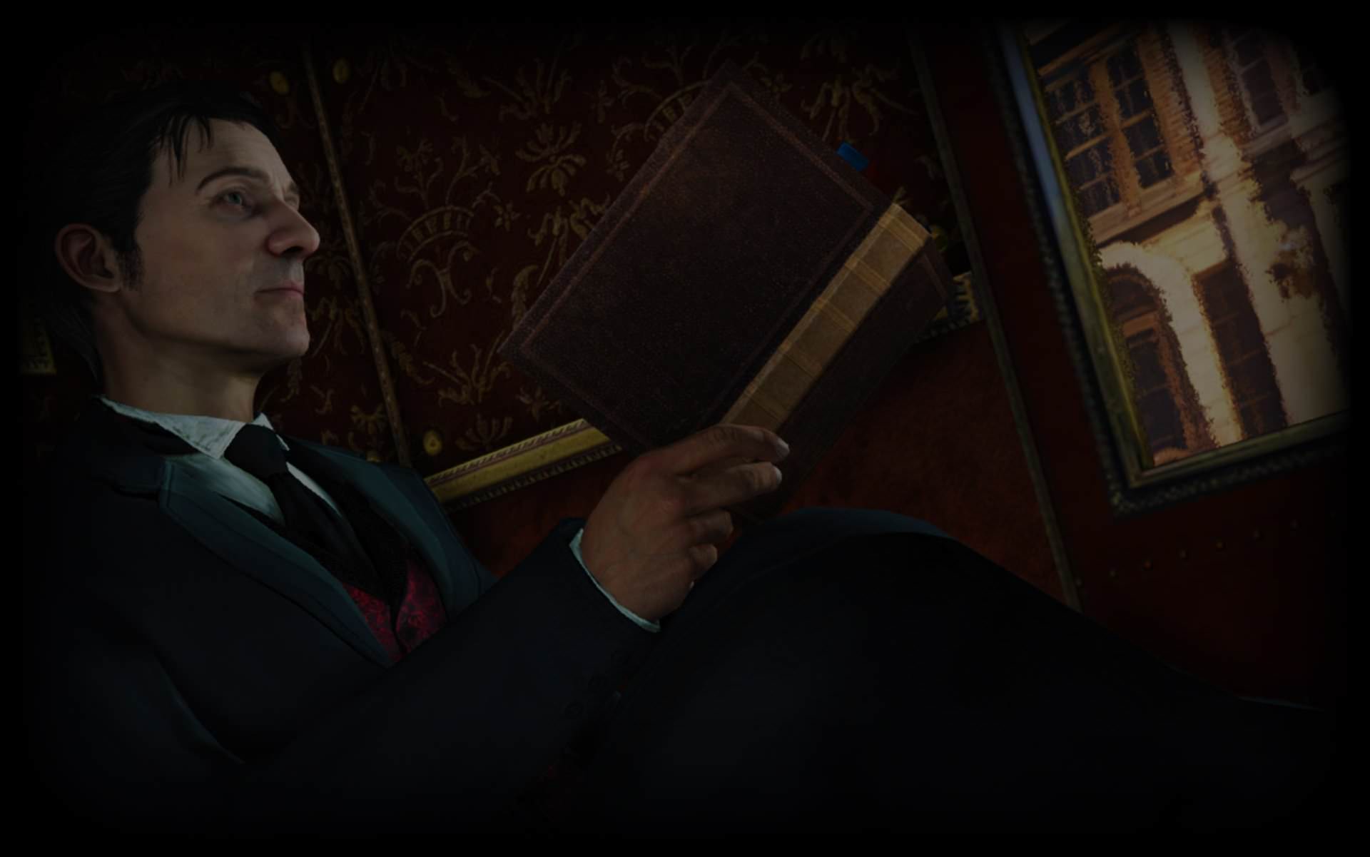 شرلوک در حال مطالعه در بازی Sherlock Holmes: Crimes & Punishments