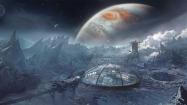 فضای بیرونی بازی The Callisto Protocol که در سیاره‌ی بیگانه واقع شده