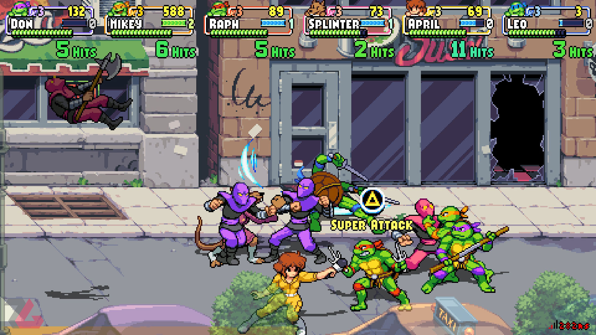 نبرد ۶ نفره در بازی Teenage Mutant Ninja Turtles: Shredder’s Revenge