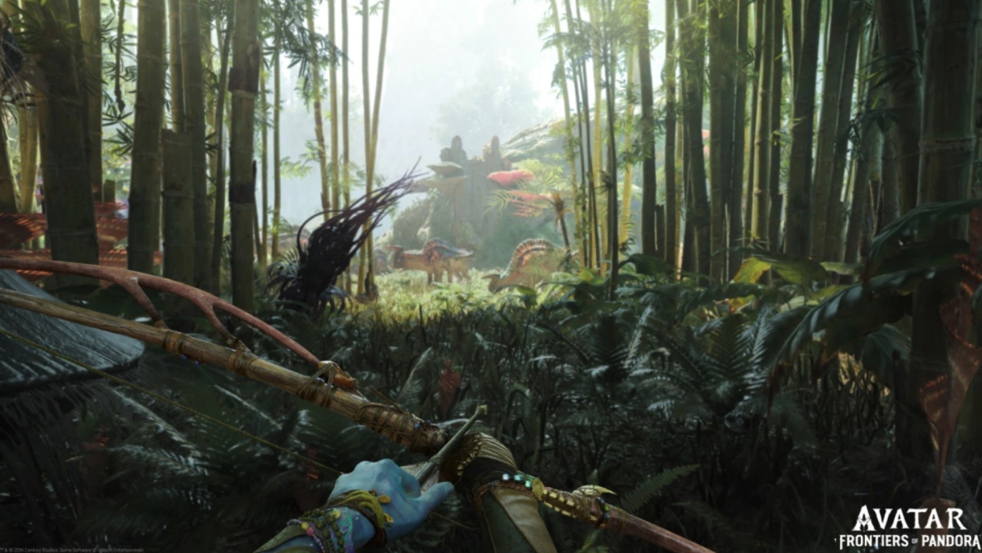 استفاده از تیر و کمان در جنگل سرسبز بازی Avatar: Frontiers of Pandora
