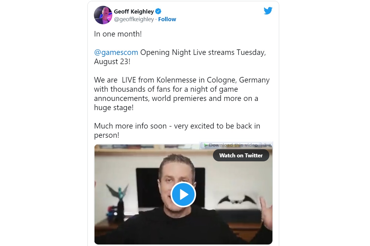 توییت جف کیلی، تهیه کننده و مجری رویداد Gamescom 2022