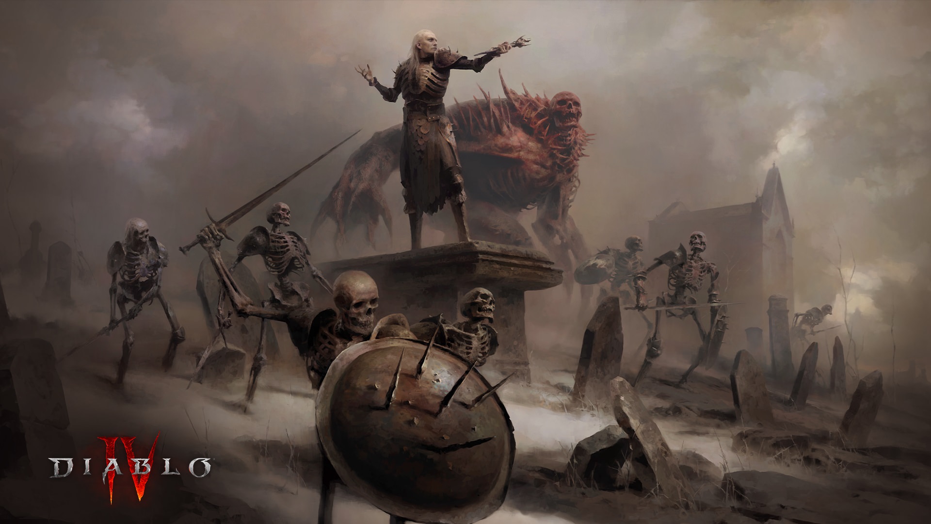 ارتش اسکلت‌ها در حال حمله بازی Diablo 4