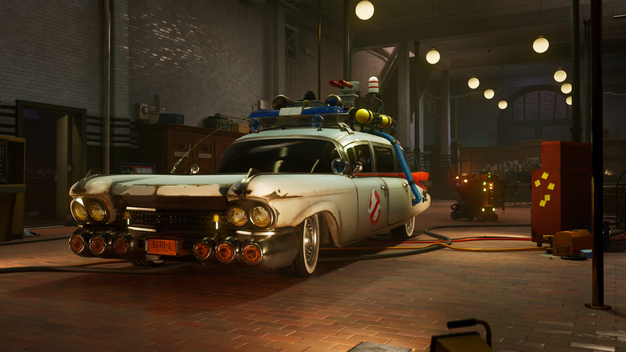 یک اتومبیل کلاسیک و مسلح در بازی Ghostbusters Spirits Unleashed